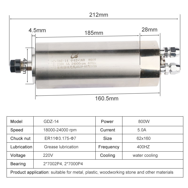 Hqd 220V 800W Spindel Logam 62 - Water Cooled Spindle ulasan dan harga