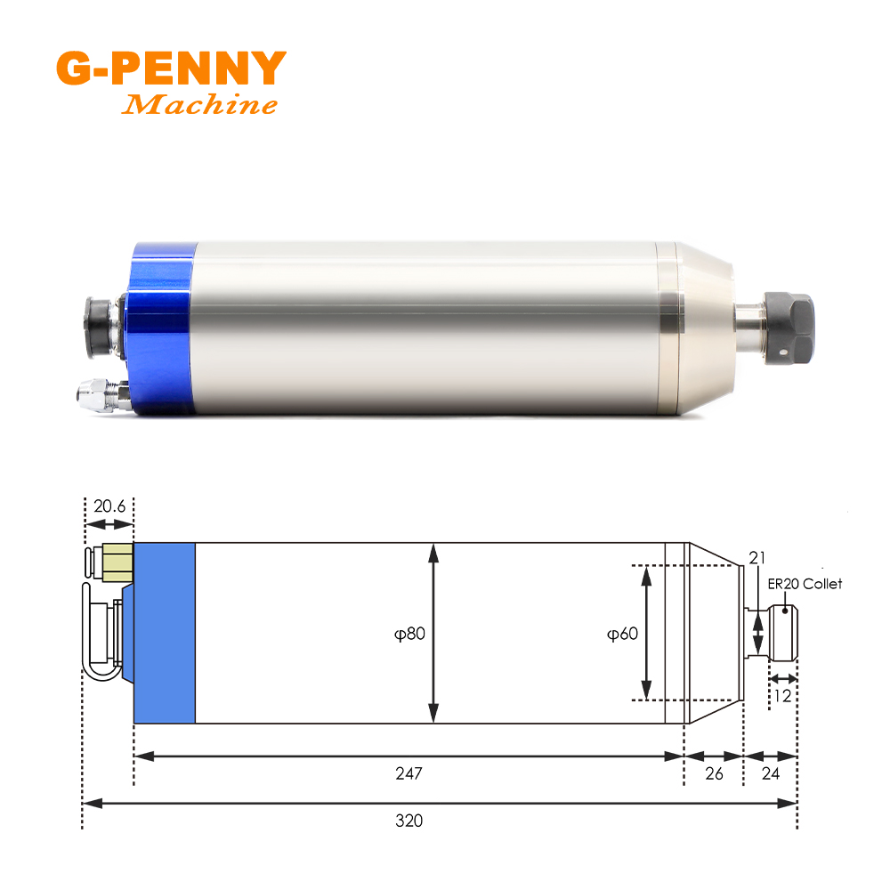 G-PENNY 2.2KW ER20 Motor Spind - Water Cooled Spindle ulasan dan harga