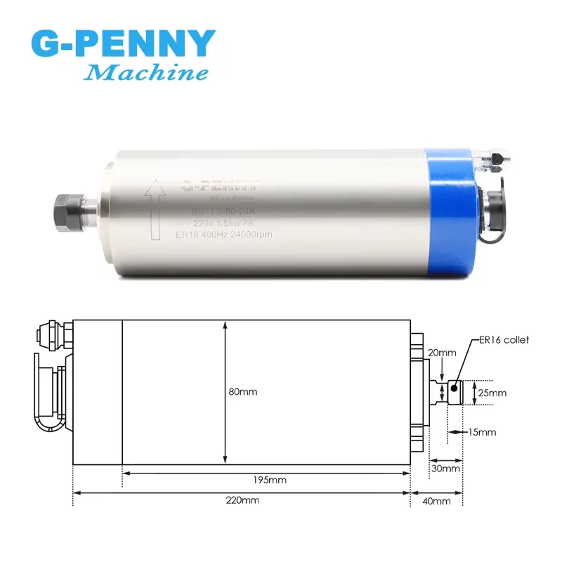 Gpenny 1.5kw ER16 D80mm Spindl - Water Cooled Spindle ulasan dan harga
