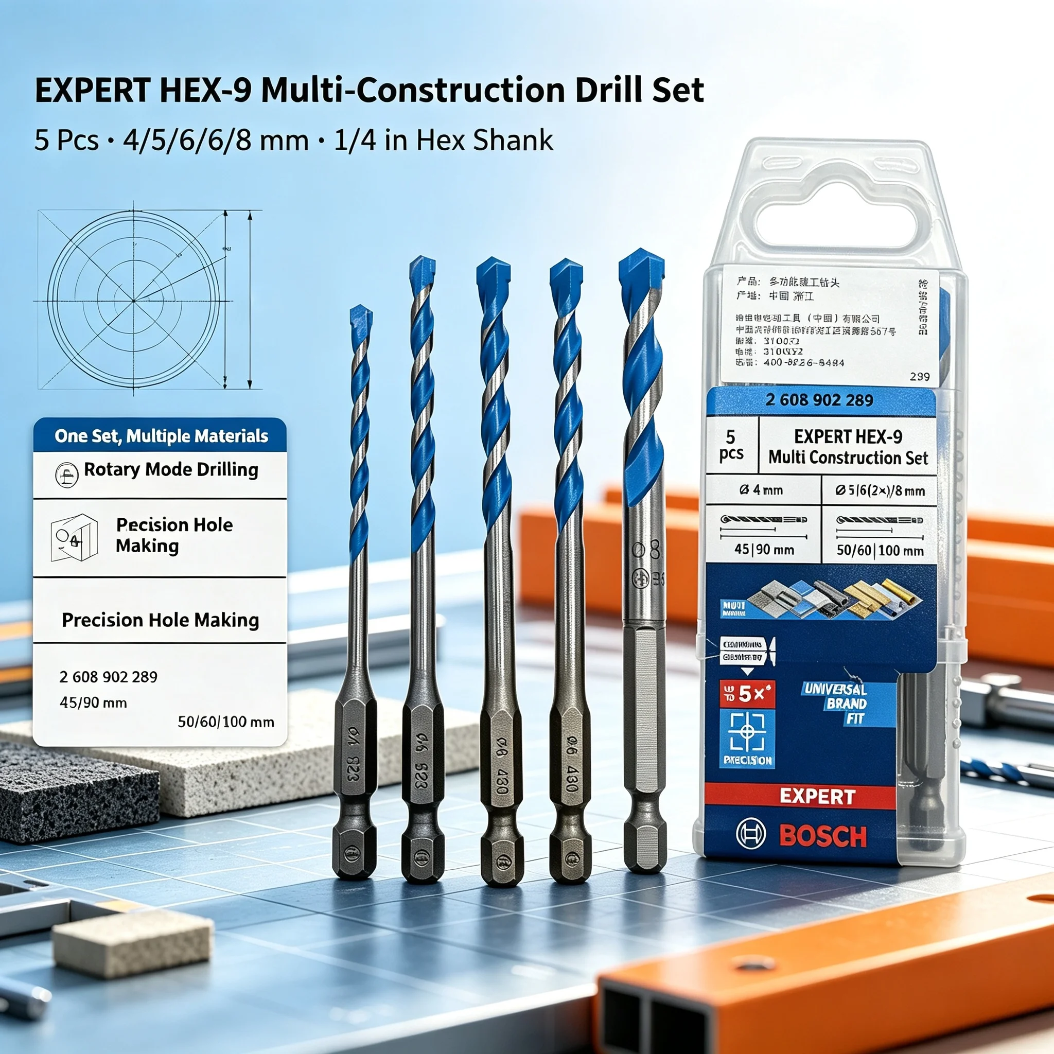 BOSCH 2608902289 EXPERT HEX-9  - Drill Bit Set ulasan dan harga
